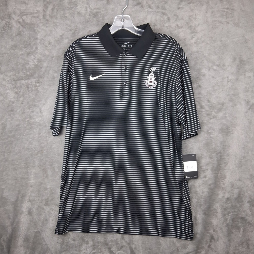 Nike Dri-FIT Stadium Stripe Polo Mens Large Rutgers University Black White NWT